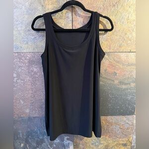 Sympli black tank top, great base layer, side slits, 10, wide rounded neckline